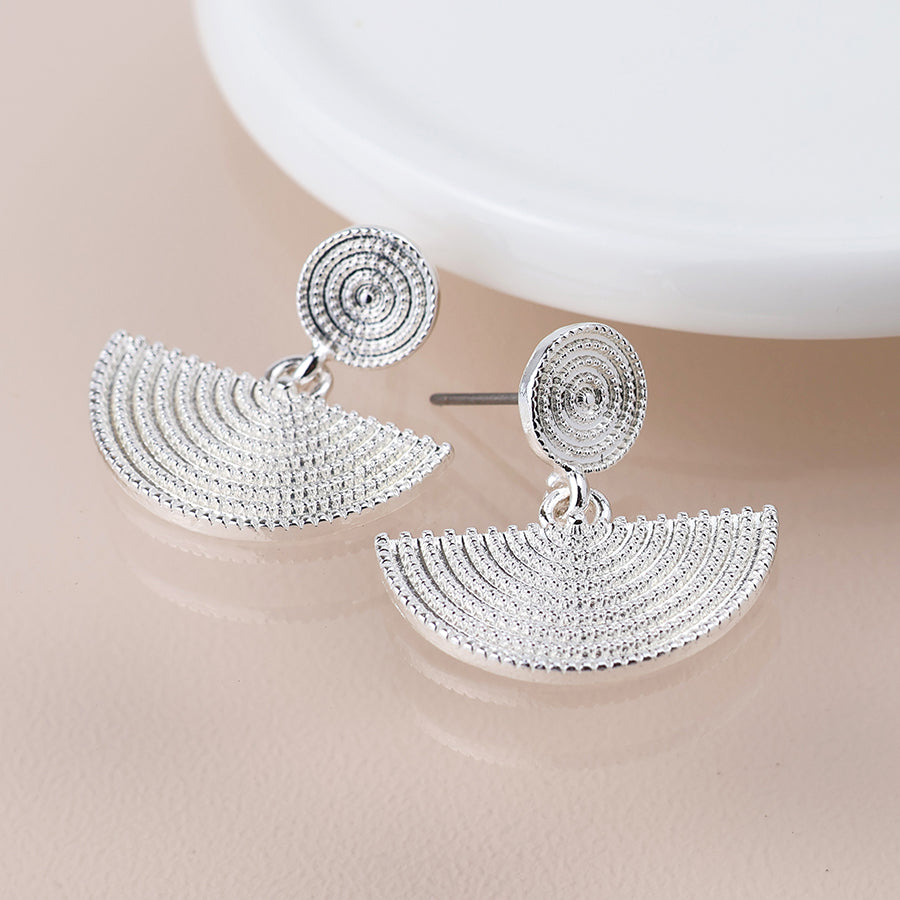 Disc & Half Moon Earrings - Silver
