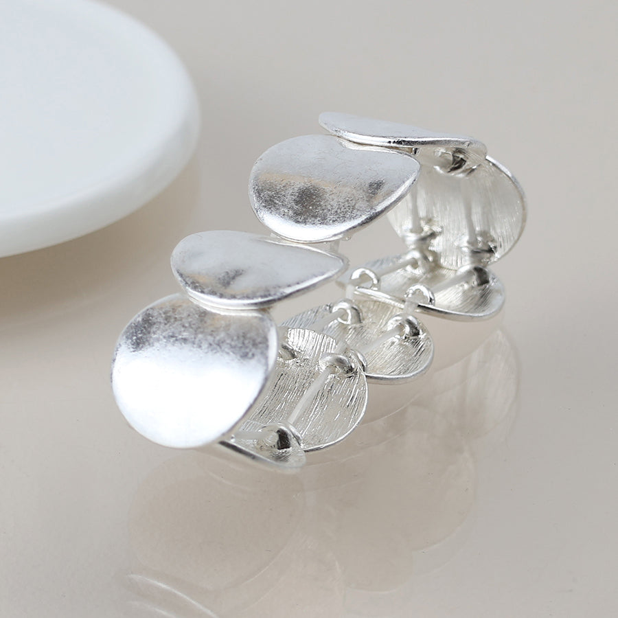 Worn Silver Lightly Beaten Disc Bracelet