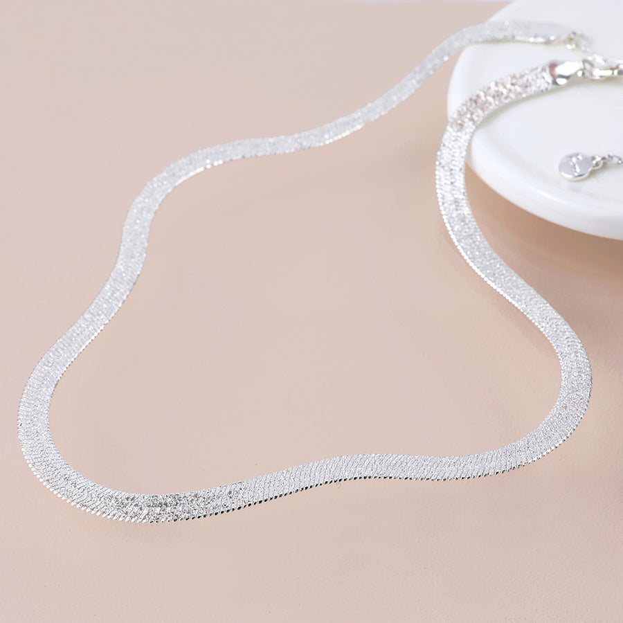 Silver Plated Liquid Chain Sparkle Necklace