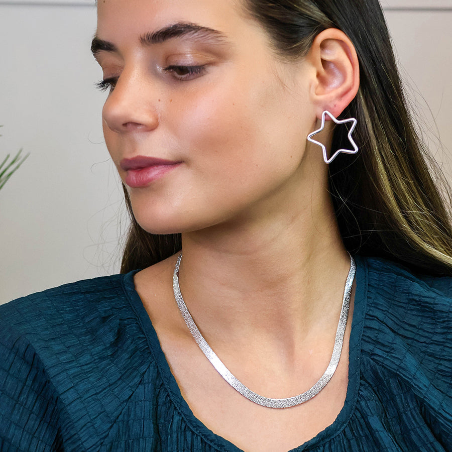 Silver Plated Liquid Chain Sparkle Necklace