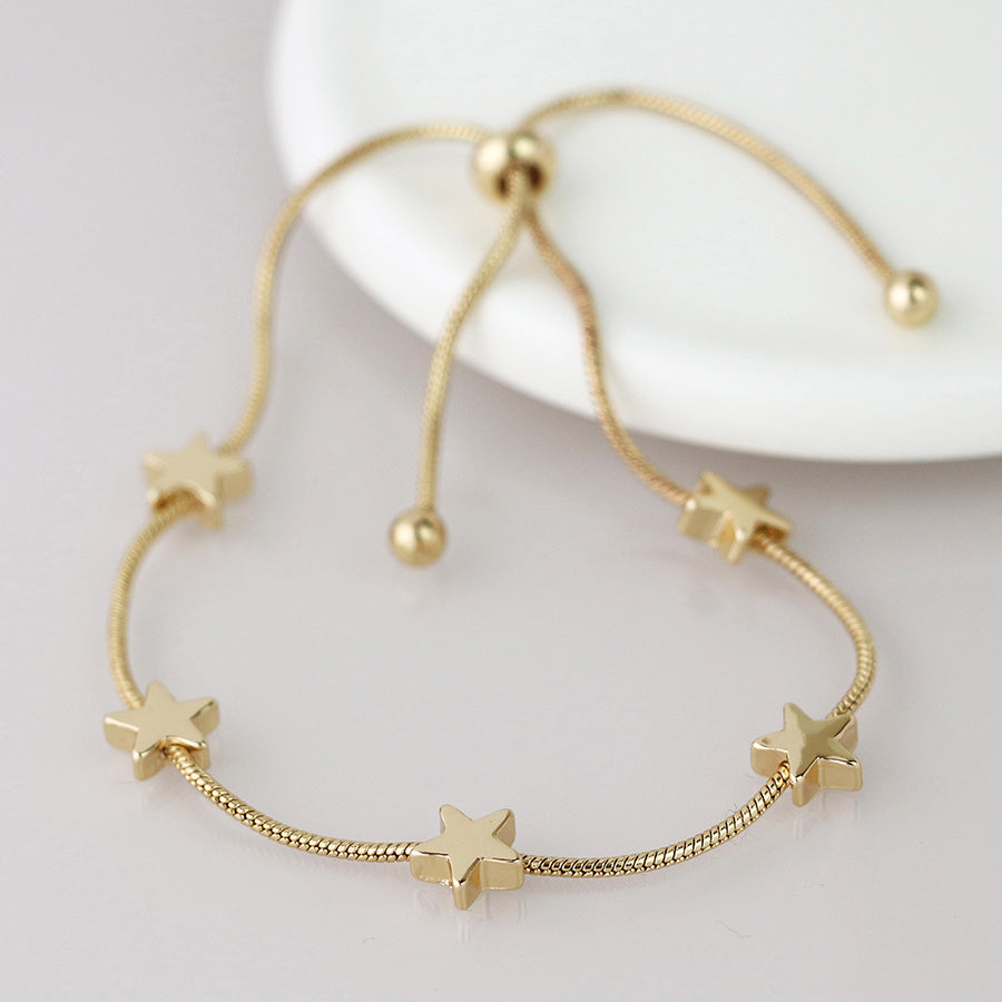 Snake Chain & Stars Bracelet - Gold