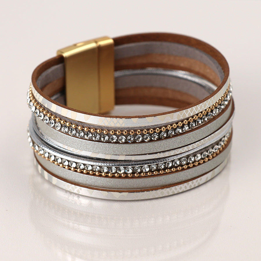 Grey/Gold Multistrand Crystal Bracelet