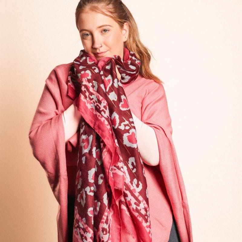 Scarf - Animal Print - Burgundy
