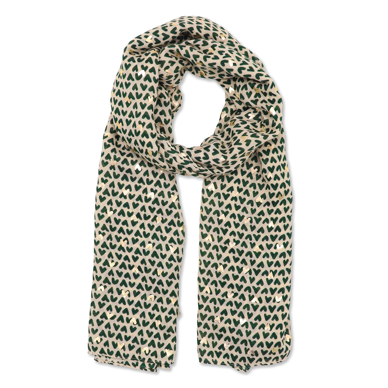 Scarf - Ditsy Hearts - Green