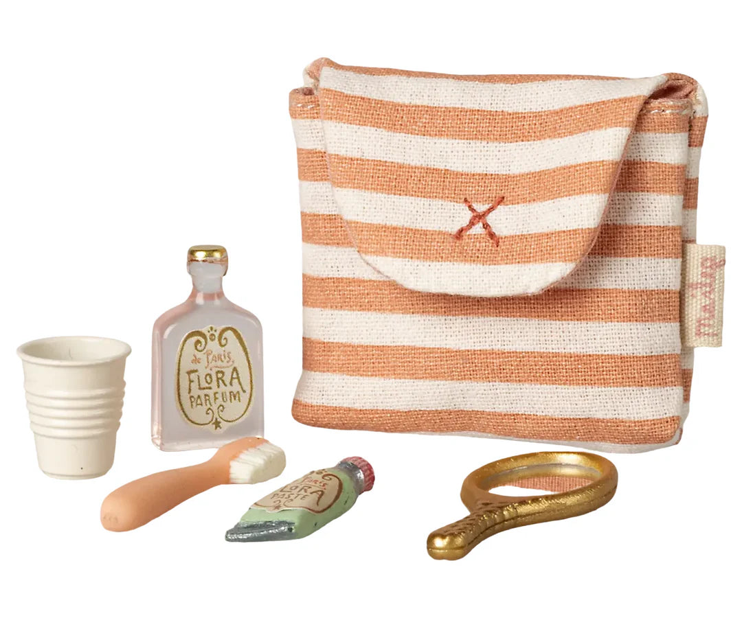 Maileg - Mouse Toothbrust Set - Coral Stripe