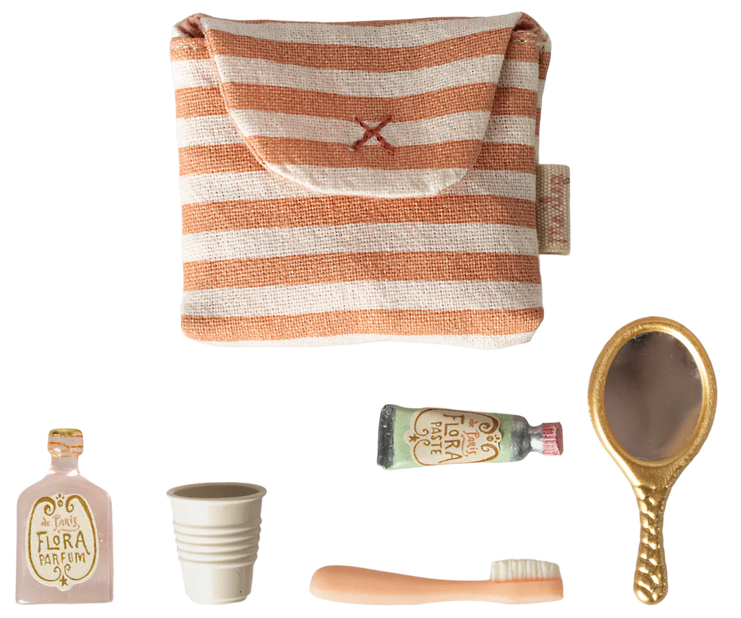Maileg - Mouse Toothbrust Set - Coral Stripe
