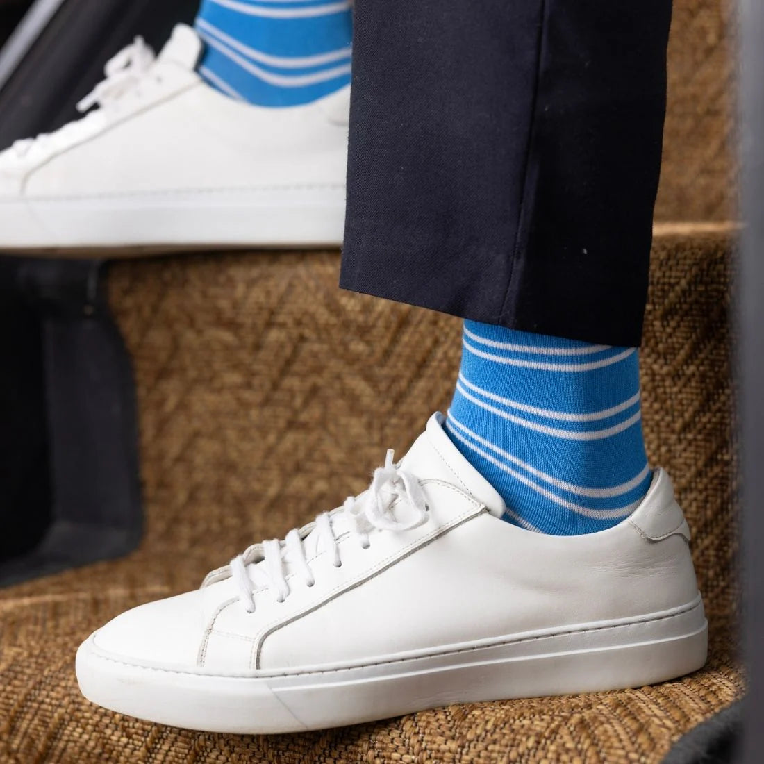 Swole Panda - Light Blue Striped Bamboo Socks