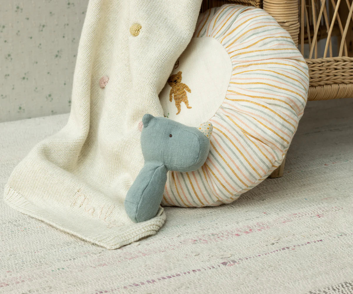 Maileg - Lullaby Friends - Rhino Rattle - Dusty Blue