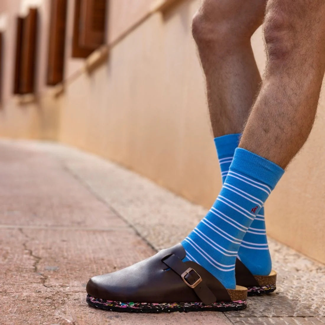 Swole Panda - Light Blue Striped Bamboo Socks