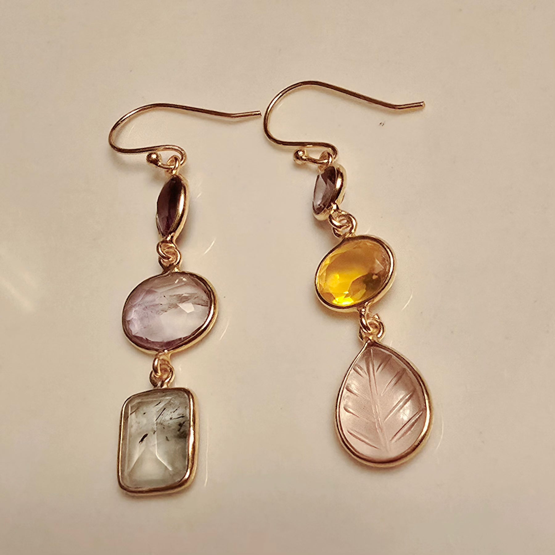 Semi-precious - Abstract Leaf Drop Earrings