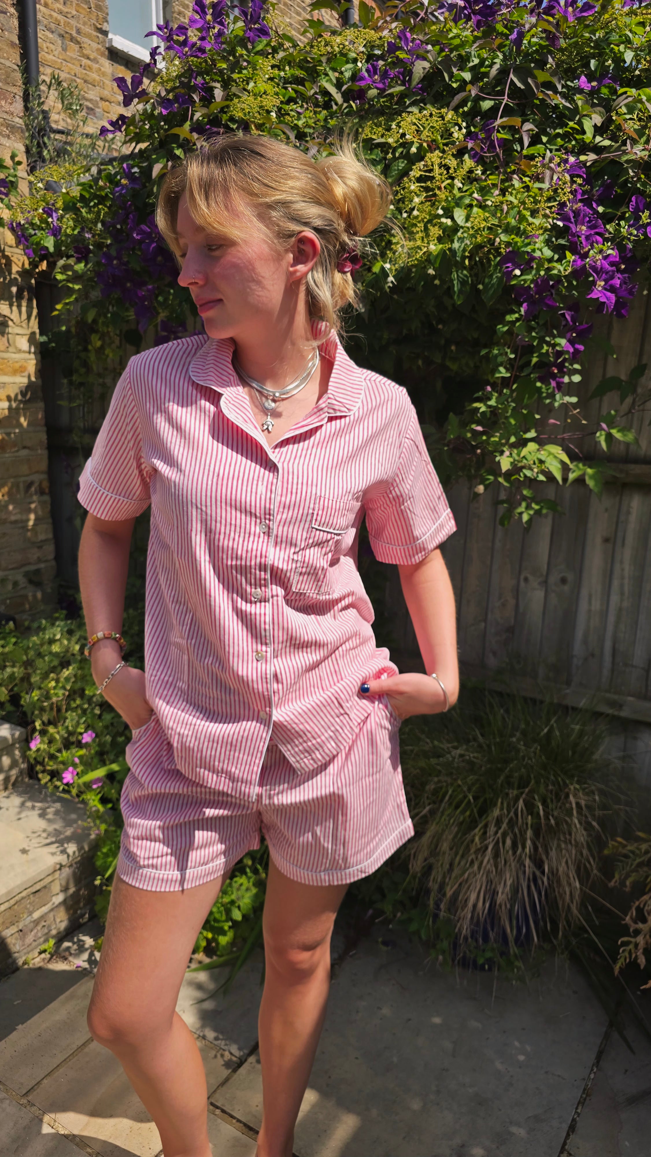 MOOCH London - Pink Stripe Shortie Pyjama Set