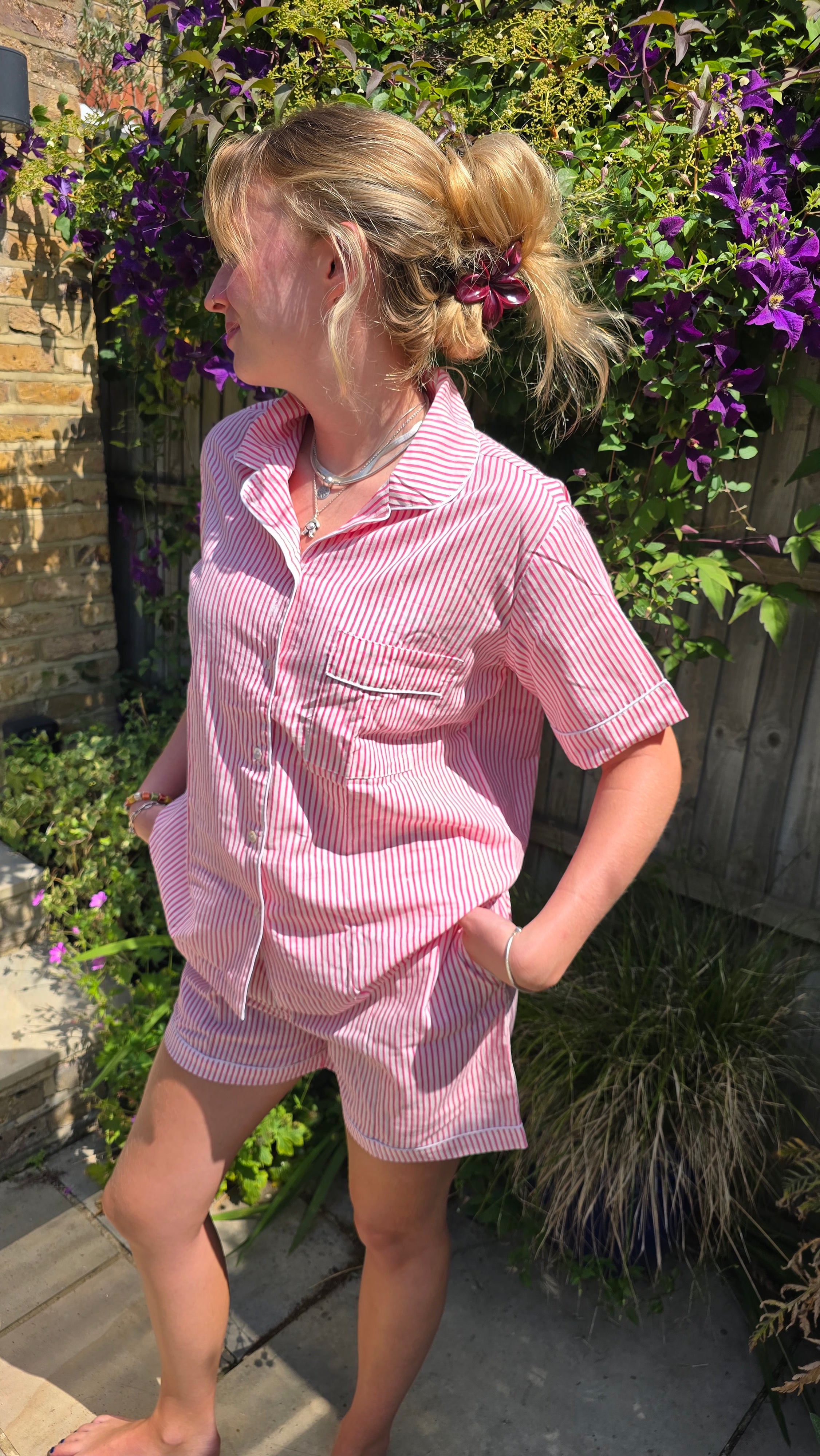 MOOCH London - Pink Stripe Shortie Pyjama Set