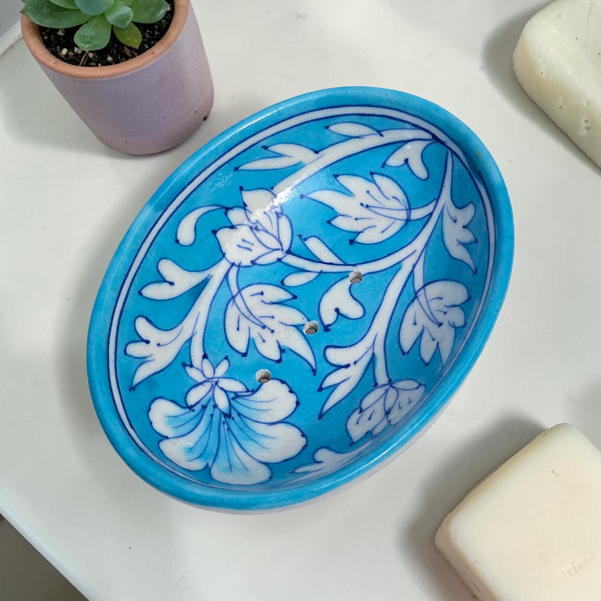 Jaipur Blue Pottery - Hand Painted - Soap Dish