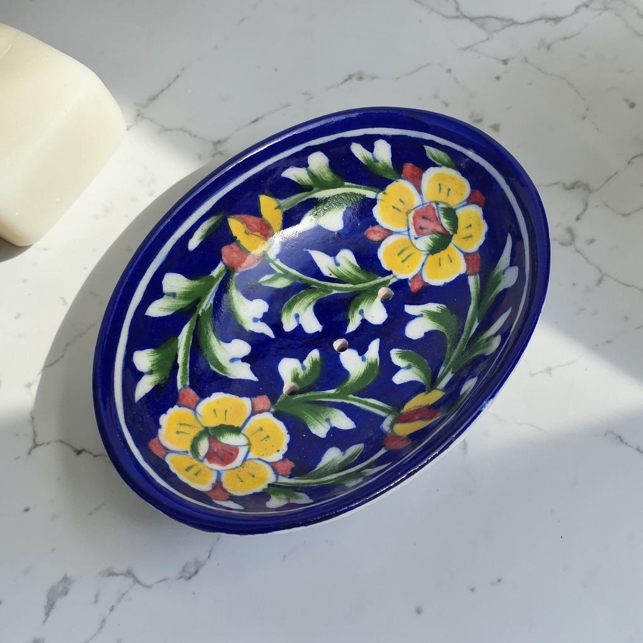 Jaipur Blue Pottery - Hand Painted - Soap Dish