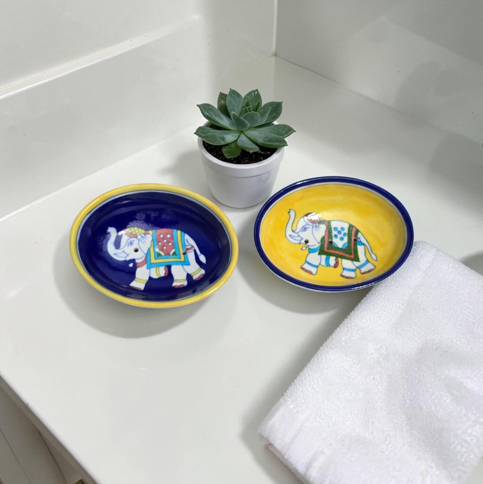 Jaipur Blue Pottery - Hand Painted - Soap Dish