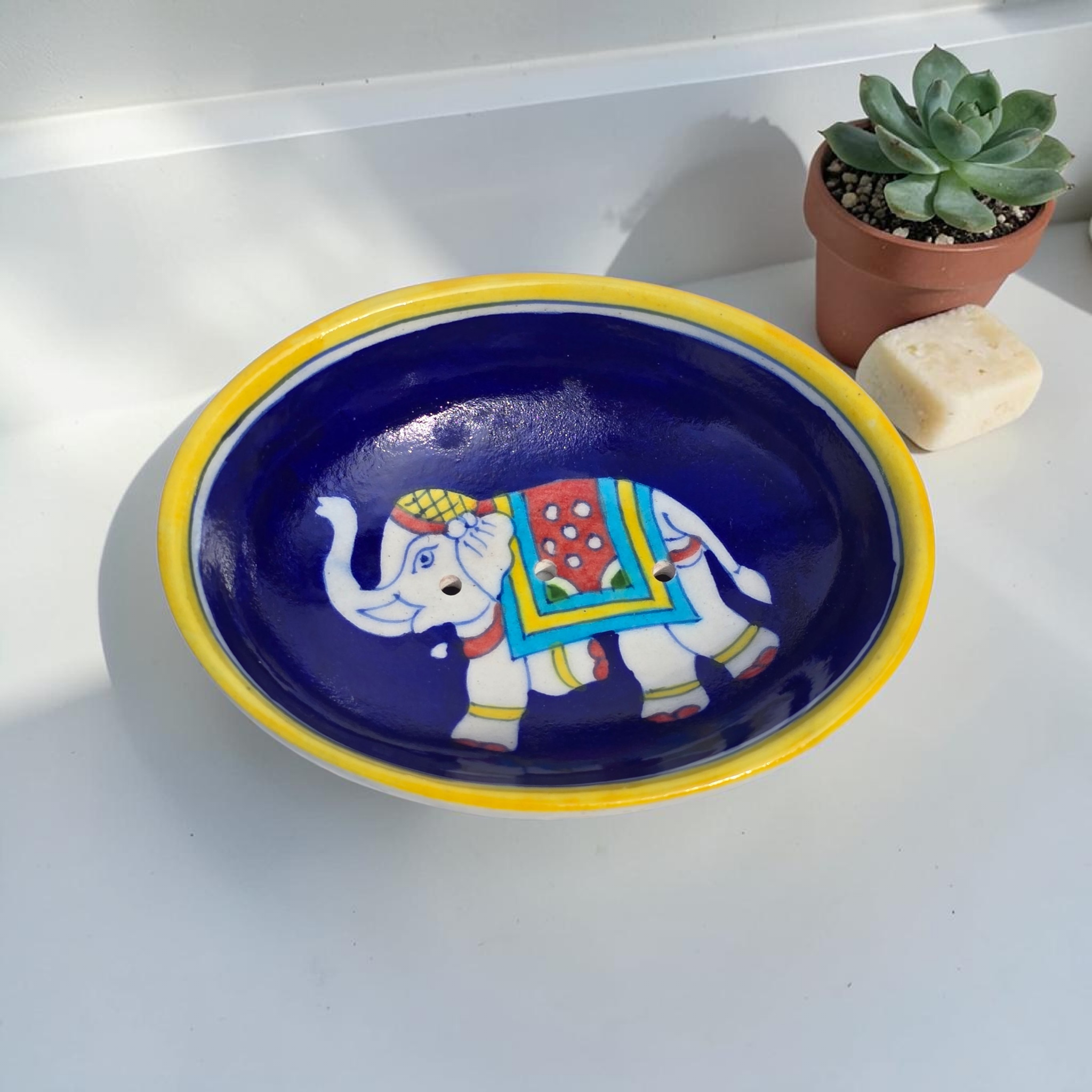 Jaipur Blue Pottery - Hand Painted - Soap Dish