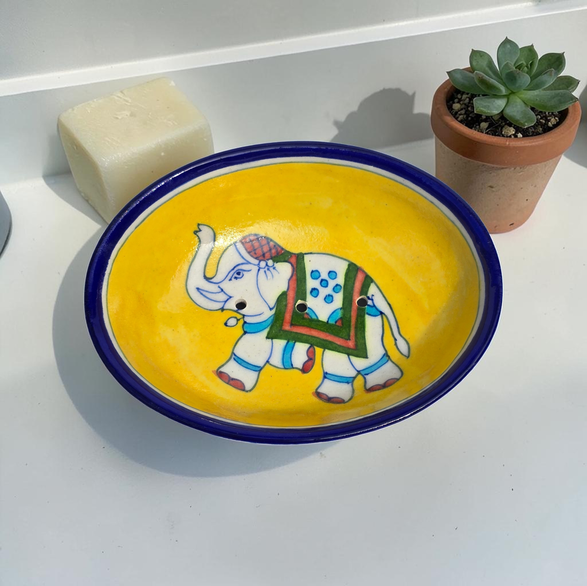 Jaipur Blue Pottery - Hand Painted - Soap Dish