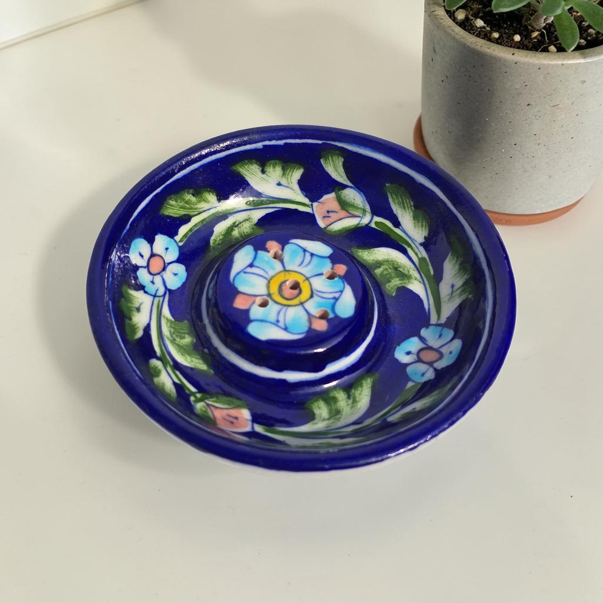 Jaipur Blue Pottery - Hand Painted - Incense Stick Holder