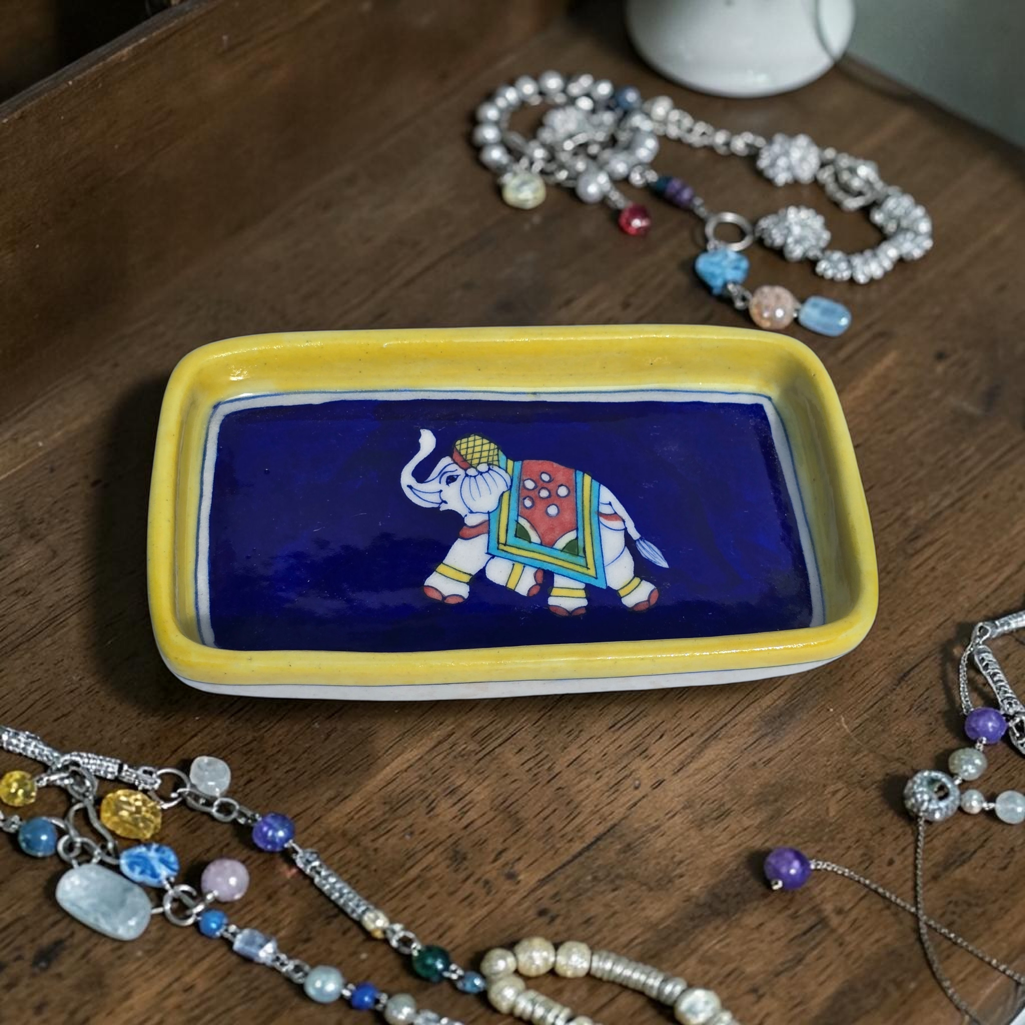 Jaipur Blue Pottery - Hand Painted - Tray