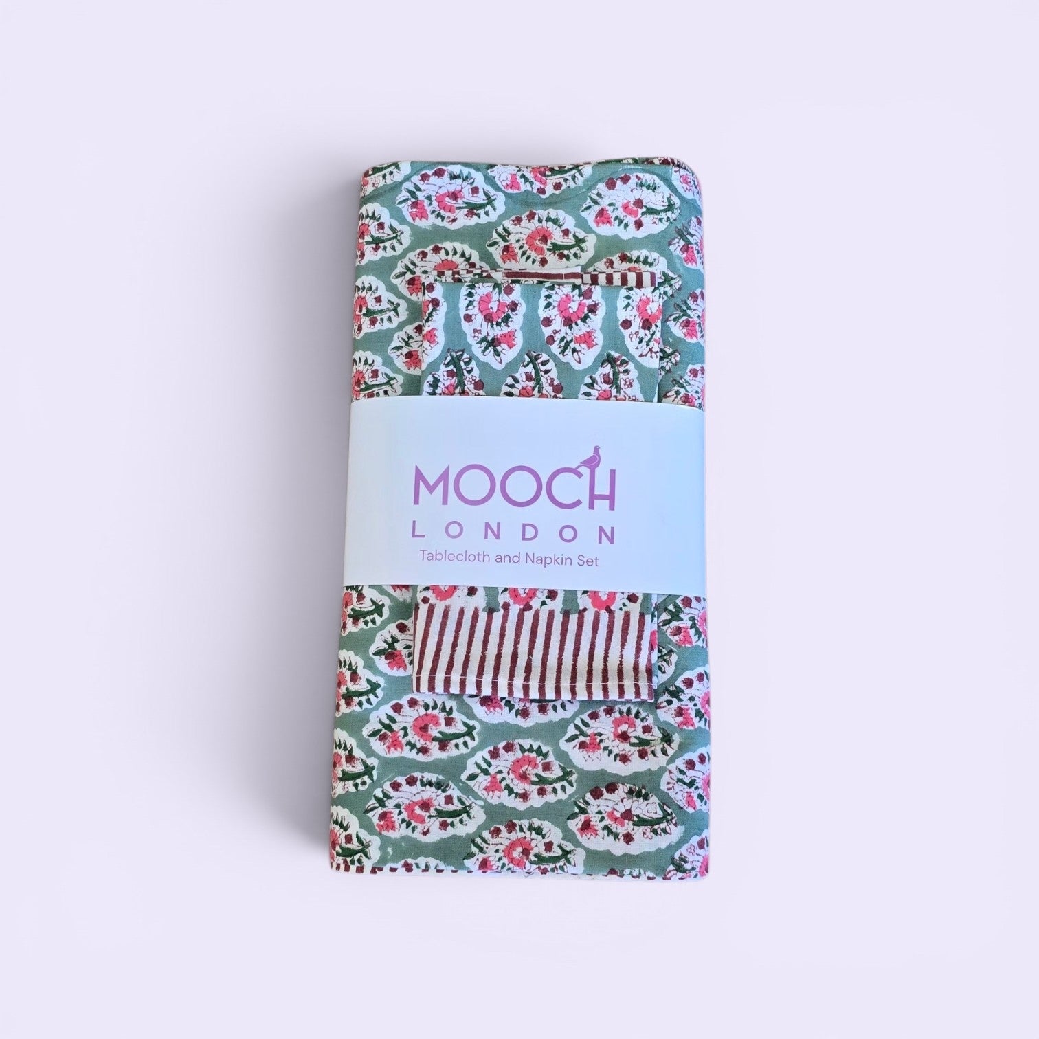 MOOCH London - Cotton Hand Block Print Tablecloth & 6 Napkins