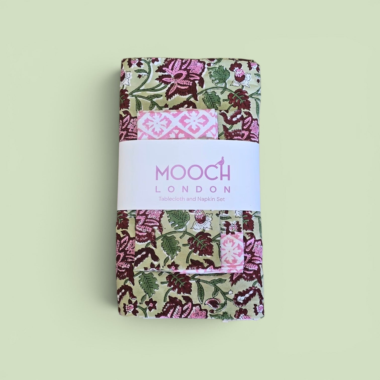 MOOCH London - Cotton Hand Block Print Tablecloth & 6 Napkins