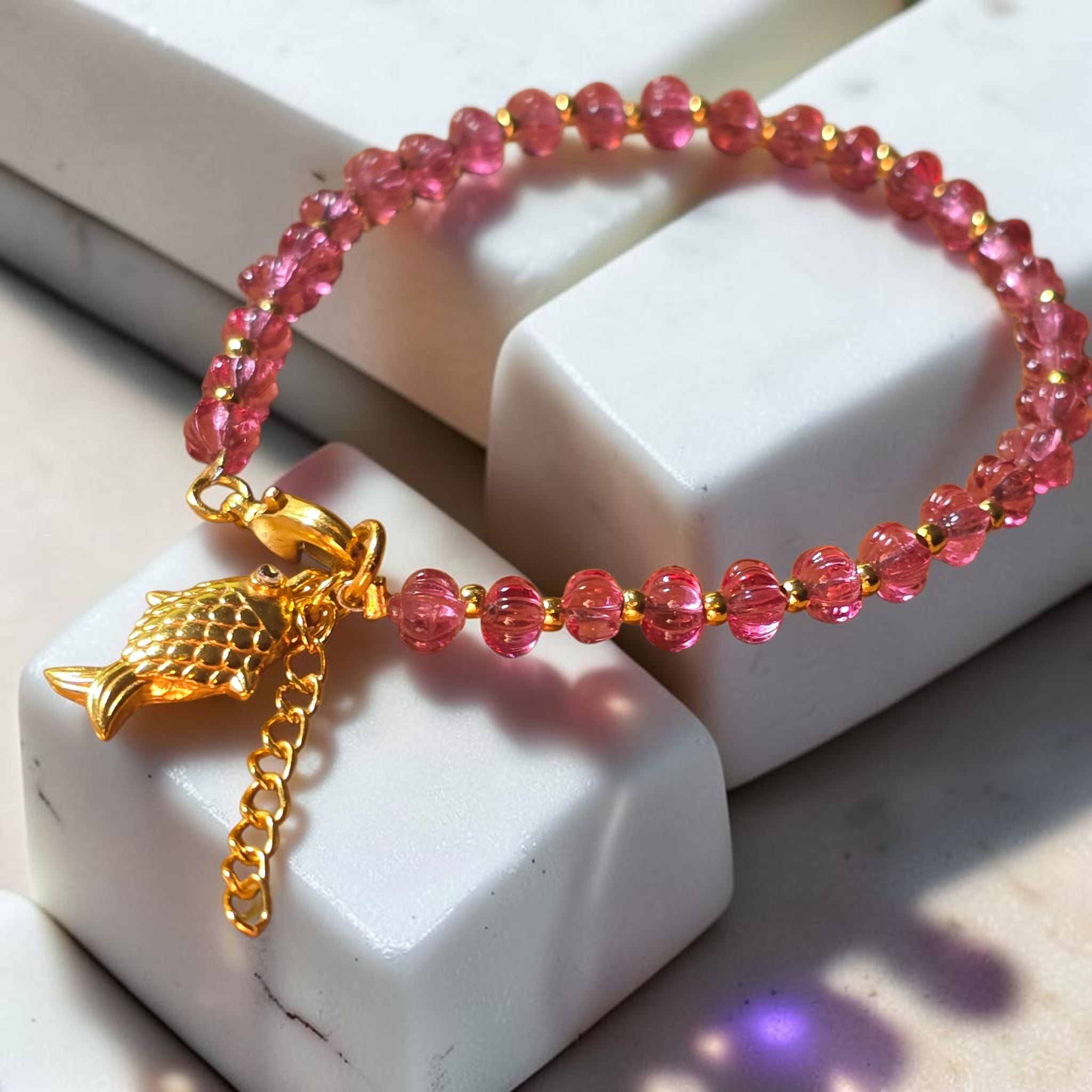 MOOCH London - Pumpkin Bead Bracelet with Fish Charm