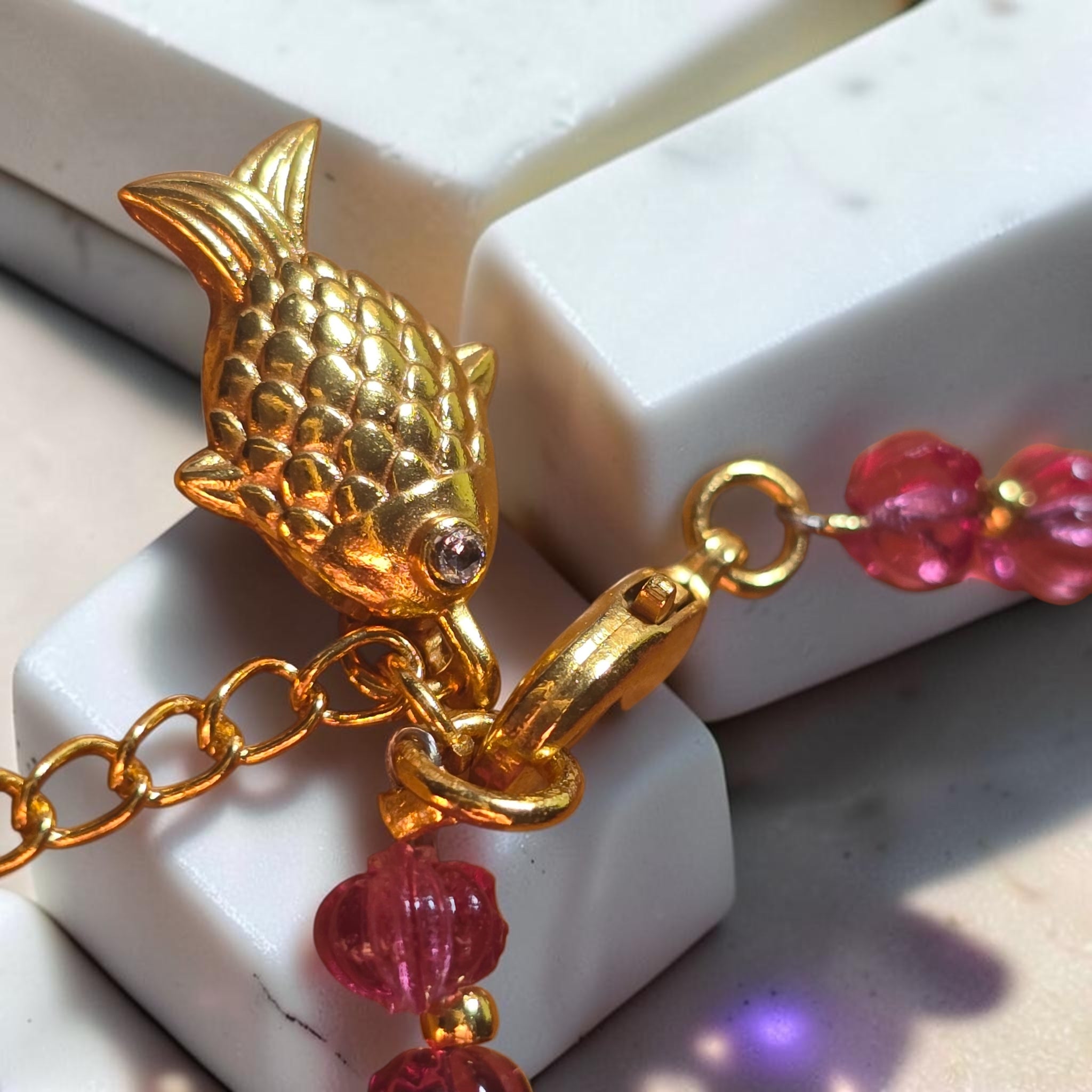 MOOCH London - Pumpkin Bead Bracelet with Fish Charm