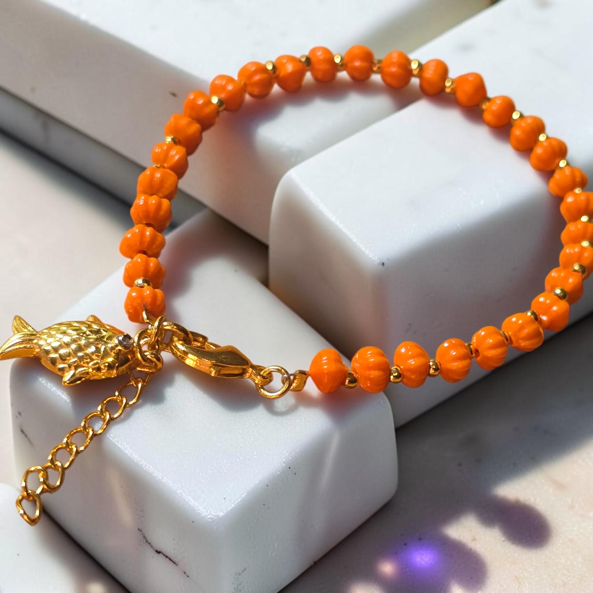 MOOCH London - Pumpkin Bead Bracelet with Fish Charm