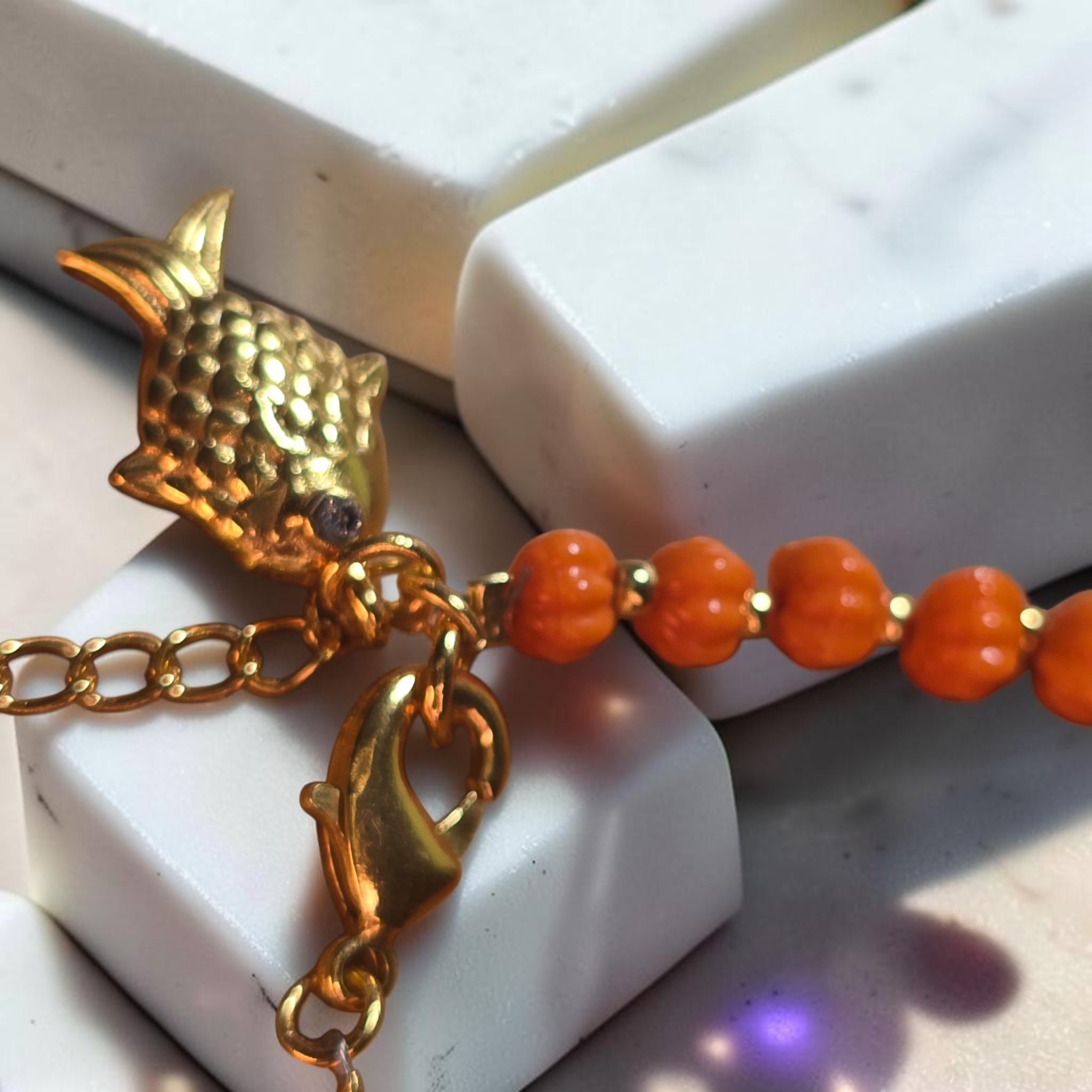 MOOCH London - Pumpkin Bead Bracelet with Fish Charm