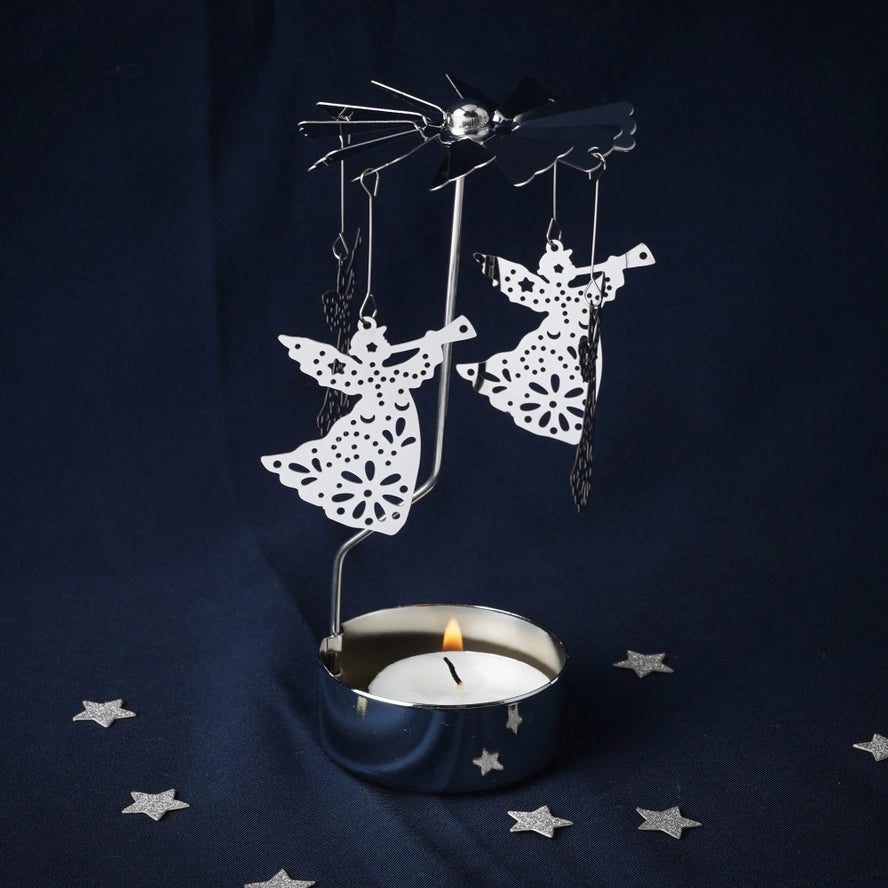 Silver Christmas Angel Tealight Spinner