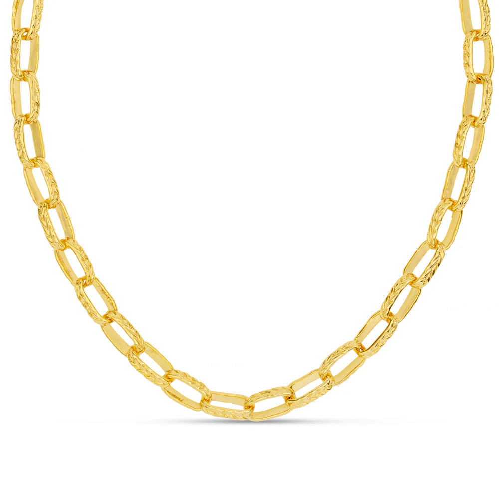 Orelia - Textured Oval Link Chain Necklace 16'