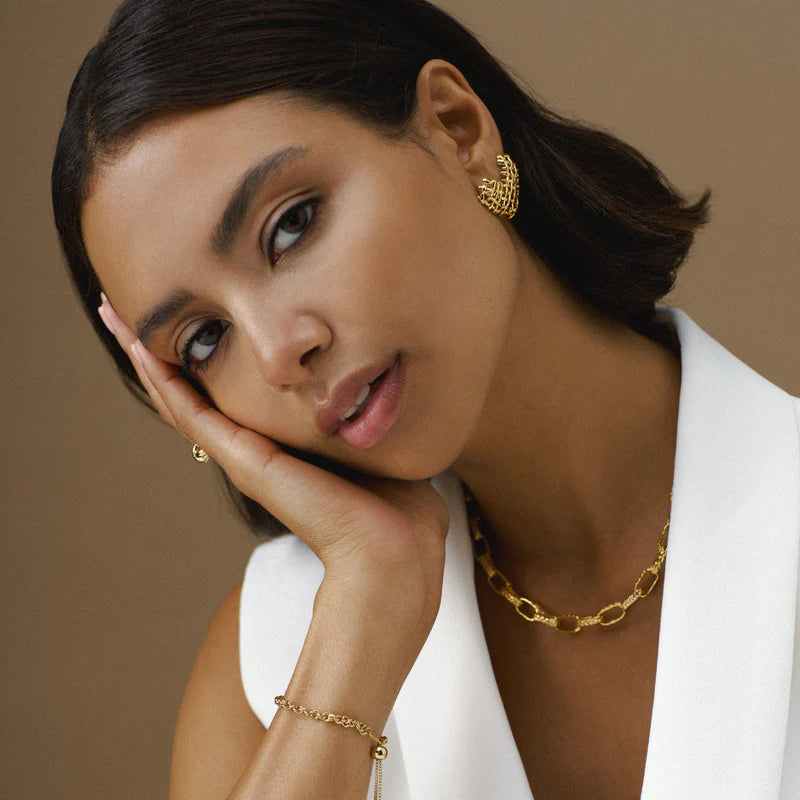 Orelia - Textured Oval Link Chain Necklace 16'