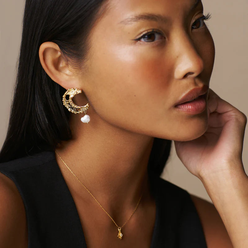 Orelia - Molten Moon & Pearl Drop Statement Earrings