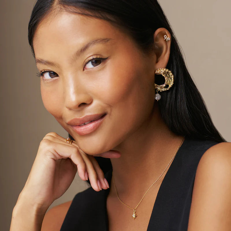 Orelia - Molten Moon & Pearl Drop Statement Earrings