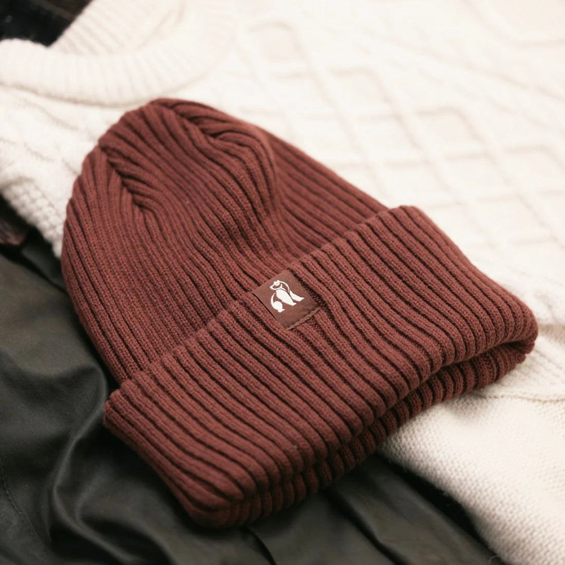 Swole Panda - Organic Cotton Beanie - Burgundy