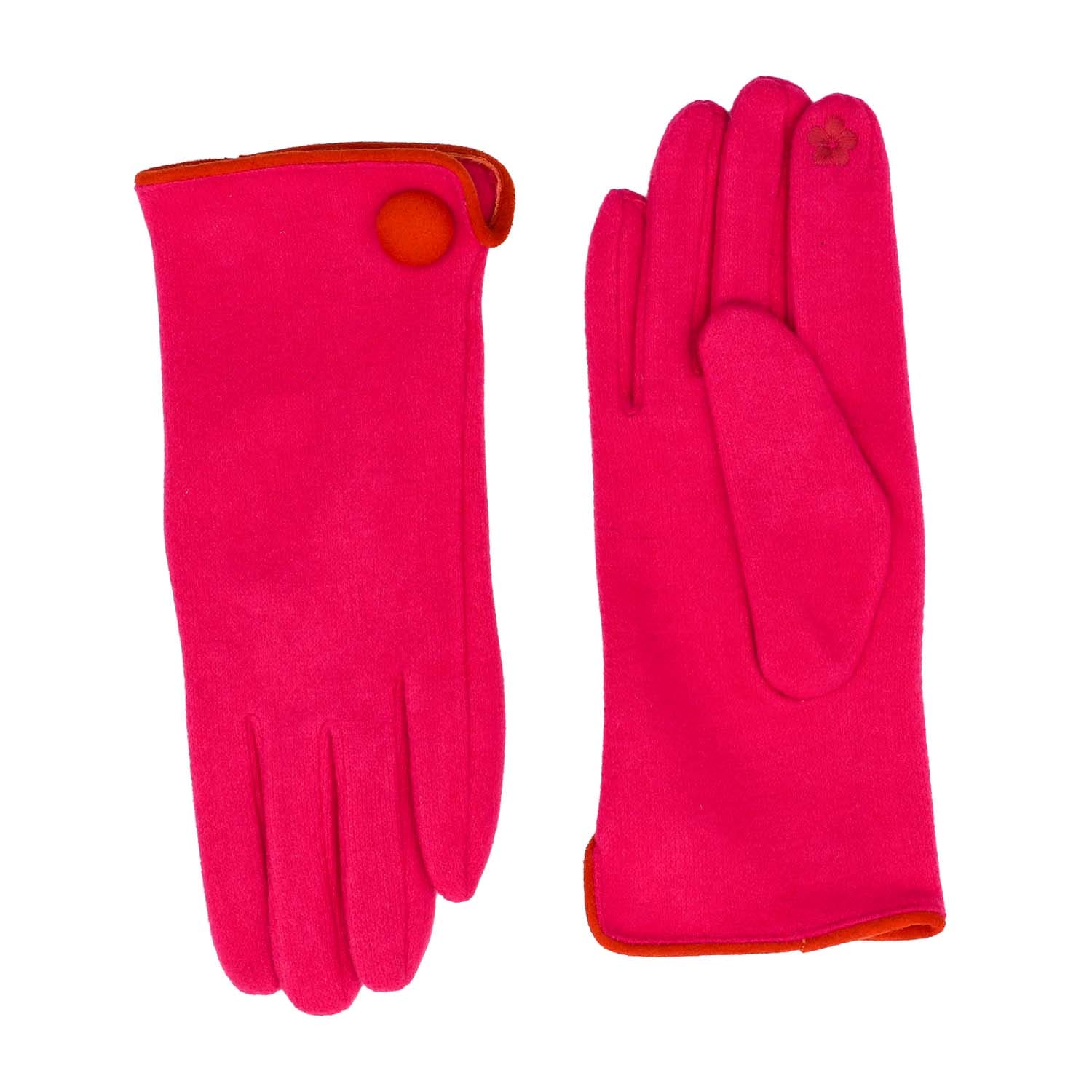 Gloves - Button Detail - Pink