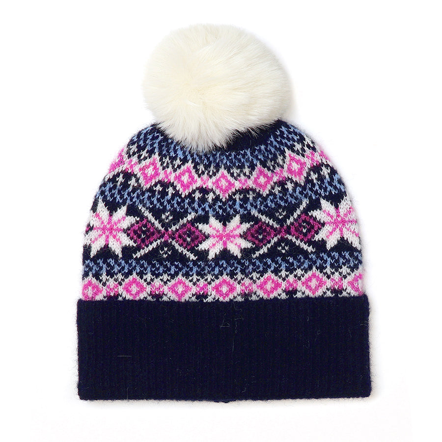 POM - Navy mix scandi starflower hat