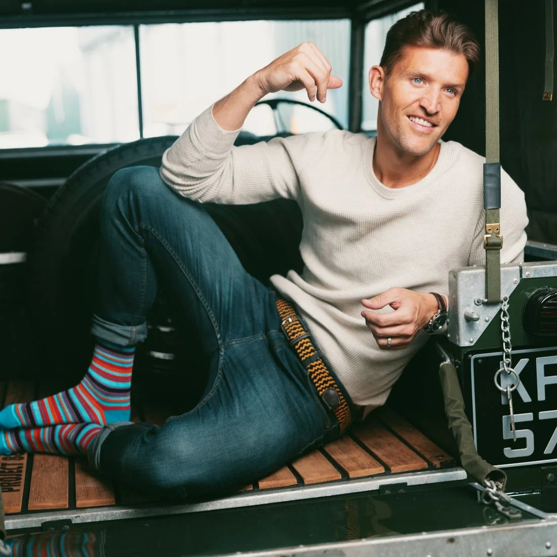 Swole Panda - Yellow/Black - ZigZag Woven Belt - M