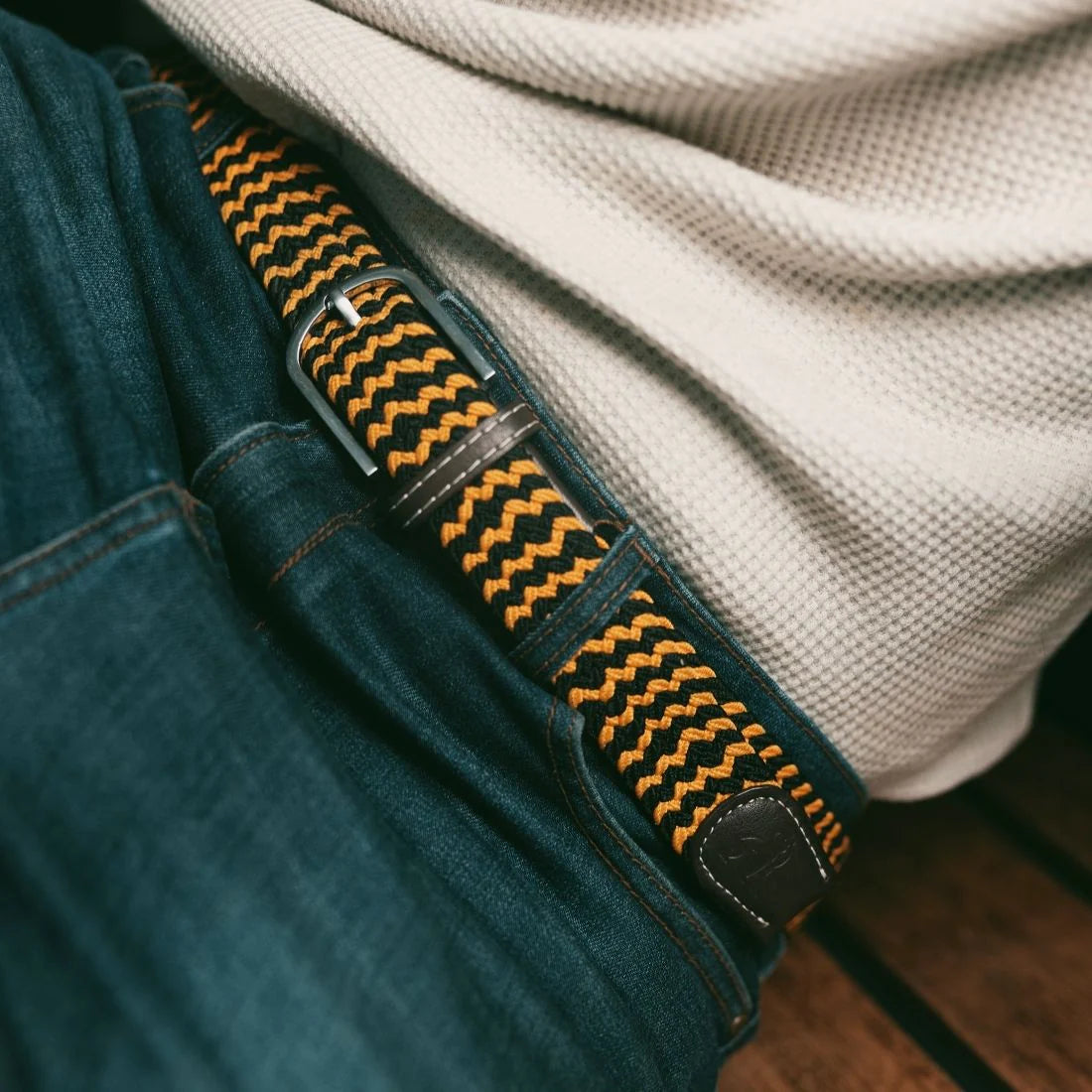 Swole Panda - Yellow/Black - ZigZag Woven Belt - L