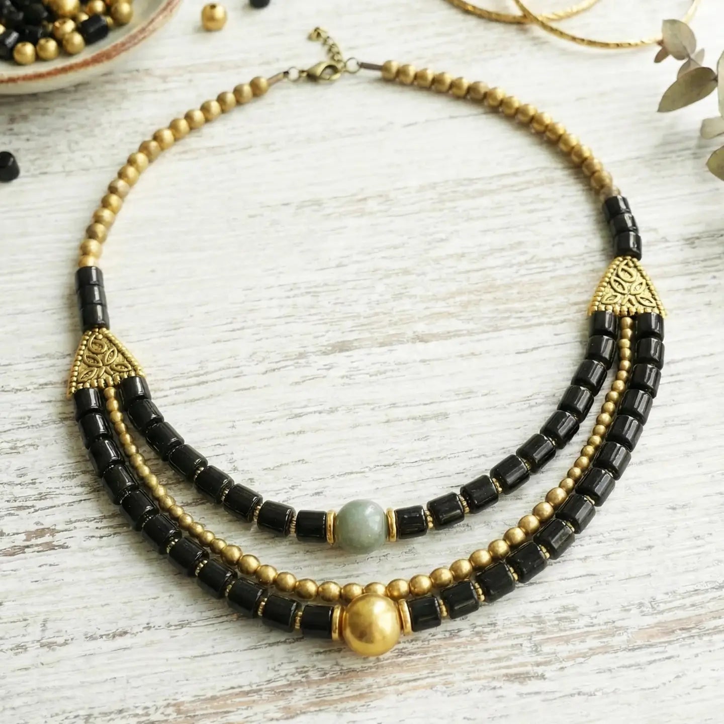 Boho Statement Necklace - Black
