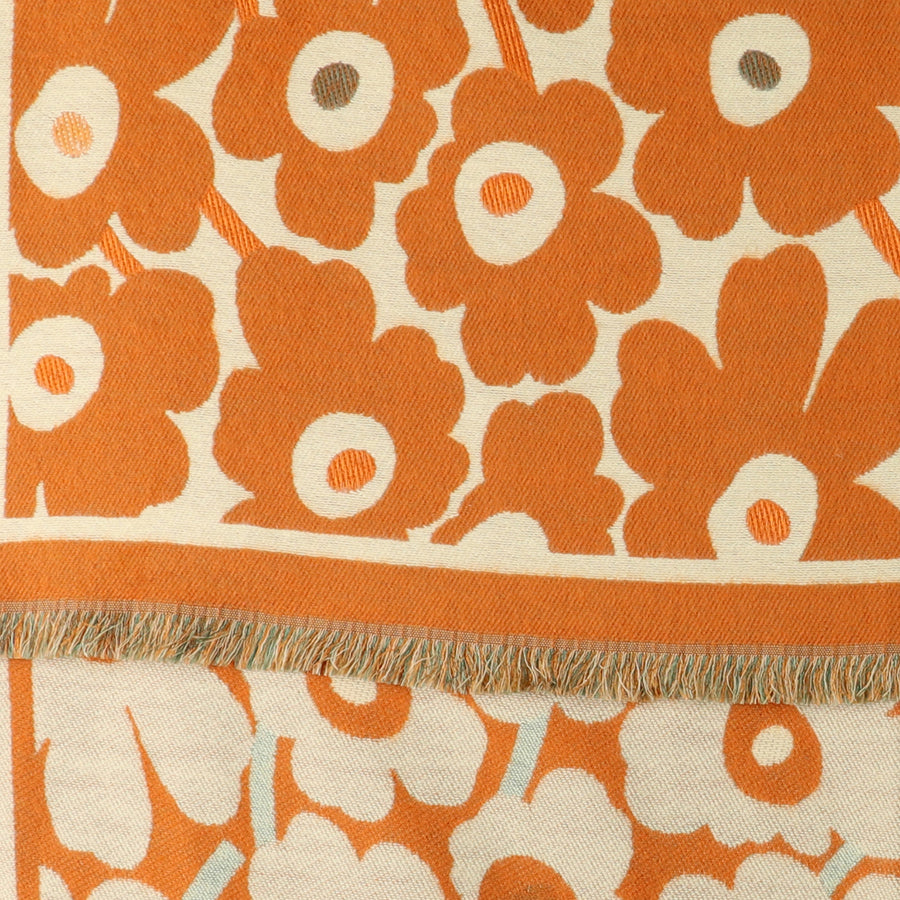 POM - Poppies Jacquard Scarf - Orange/Cream