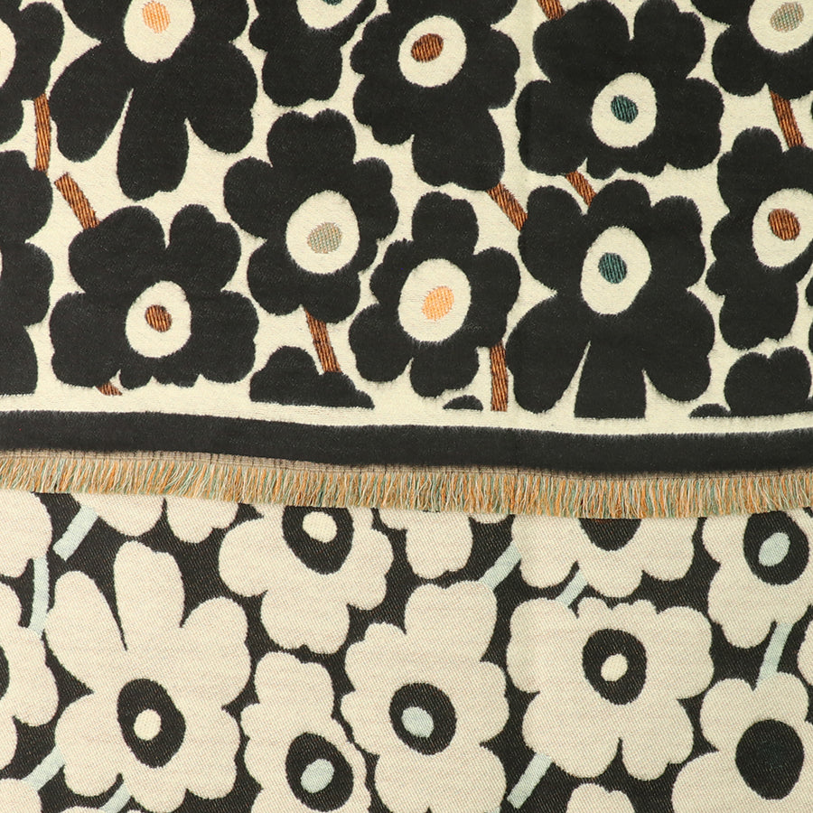 POM - Poppies Jacquard Scarf - Black/White