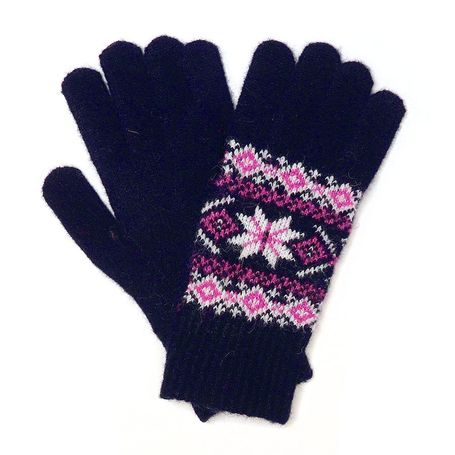 POM - Recycled blend navy mix star flower gloves