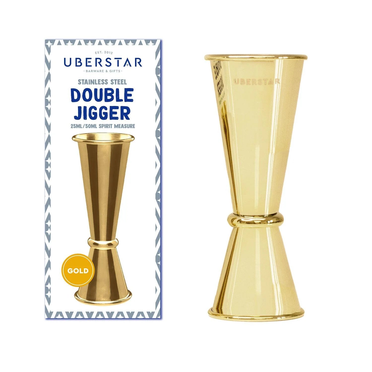 Double Jigger Stainless Spirit Measure 25ml/50ml - Gold