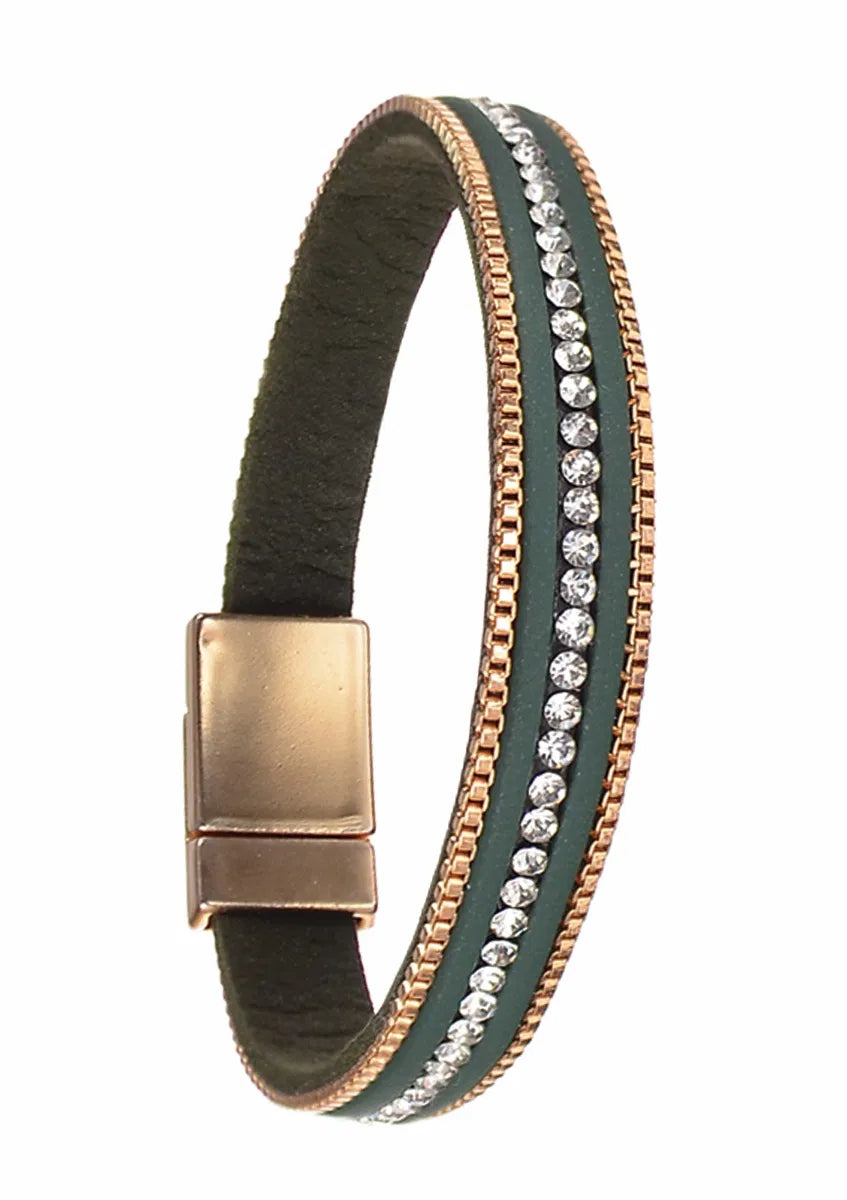 Sparkle Cuff Bracelet - Green & Gold