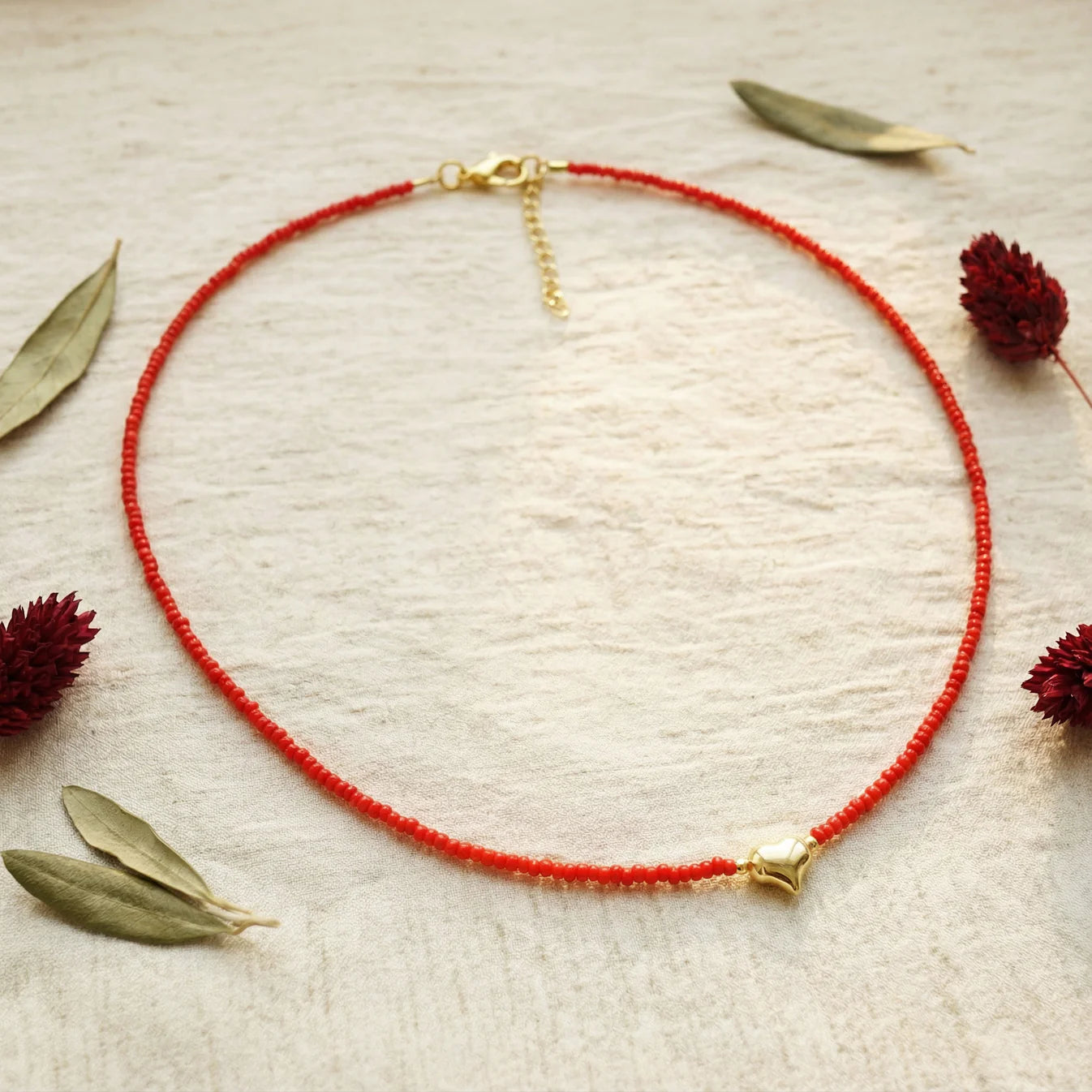 Dainty Beaded Heart Necklace