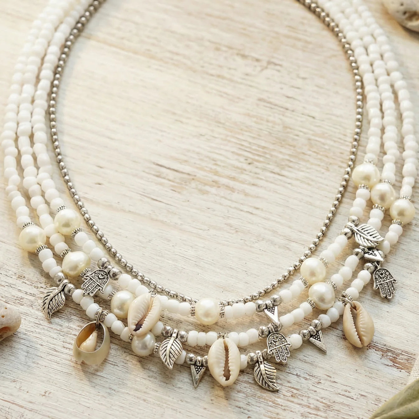 Beaded Cowrie Shell Necklace