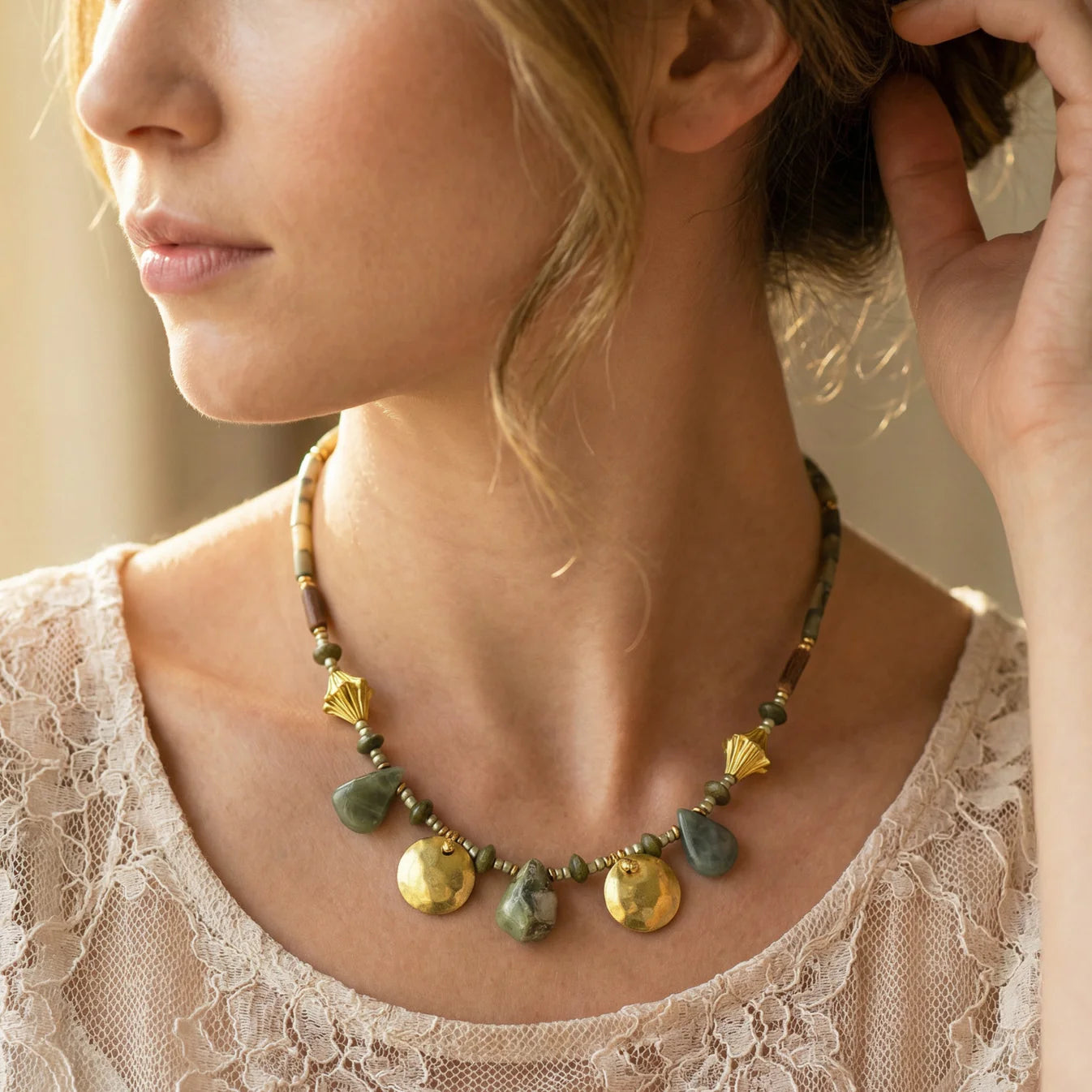 Variscite Stone Beaded Necklace