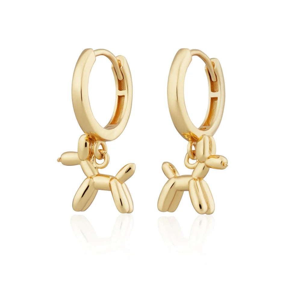 Scream Pretty - Balloon Dog Charm Hoops - Gold Plated