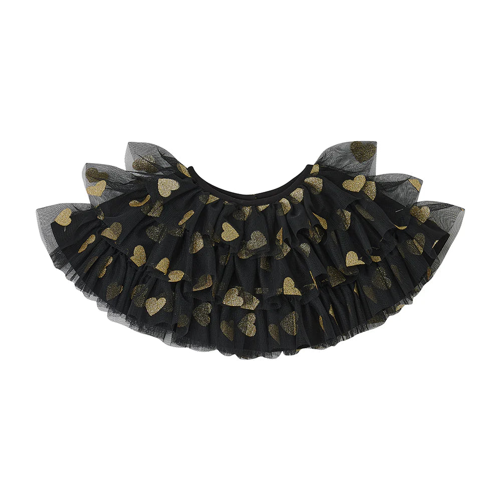 Bob & Blossom - Black & Gold Glitter Heart Cape